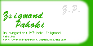 zsigmond pahoki business card